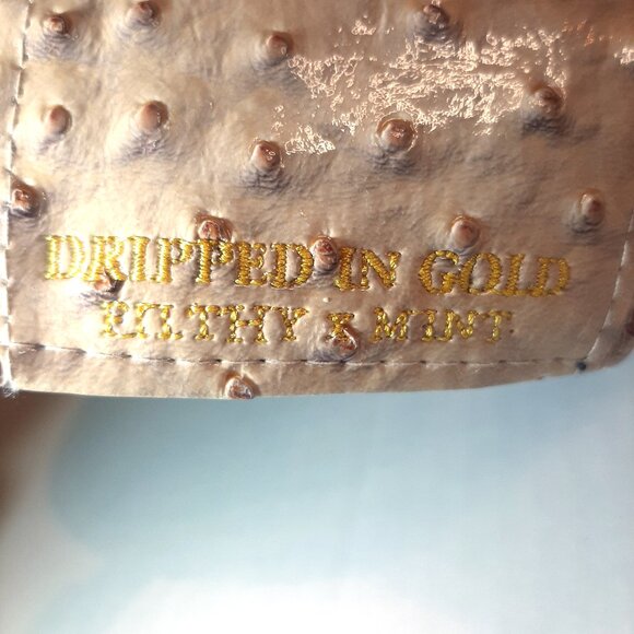 rare Mint SF Japan x Filthy Dripped faux Ostrich skin hat adjustable Brass plate - Picture 2 of 11